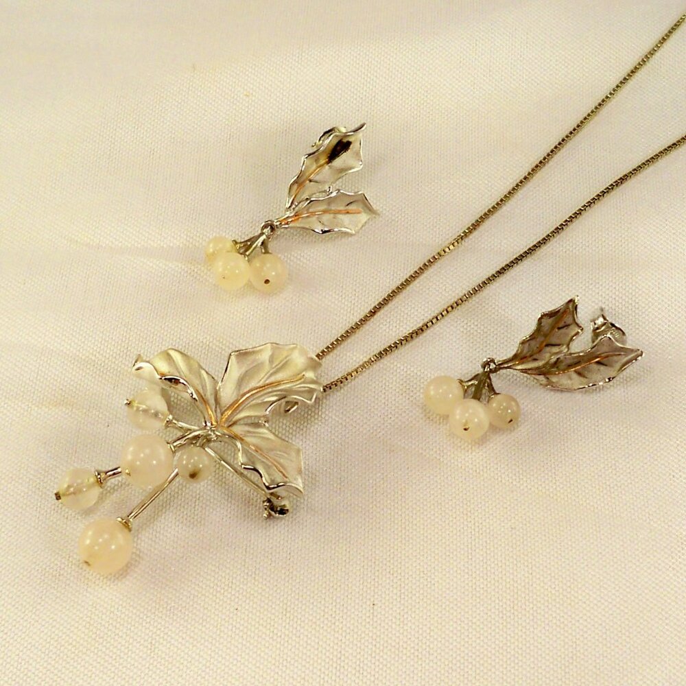 NEW Holly Silver DESIGNER Necklace/brooch, Earrings